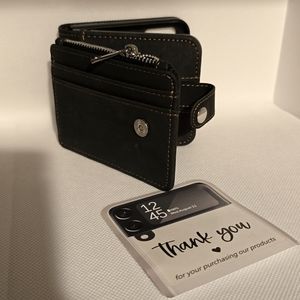 Samsung Galaxy Black with Brown Flip 4 Case with Zipper